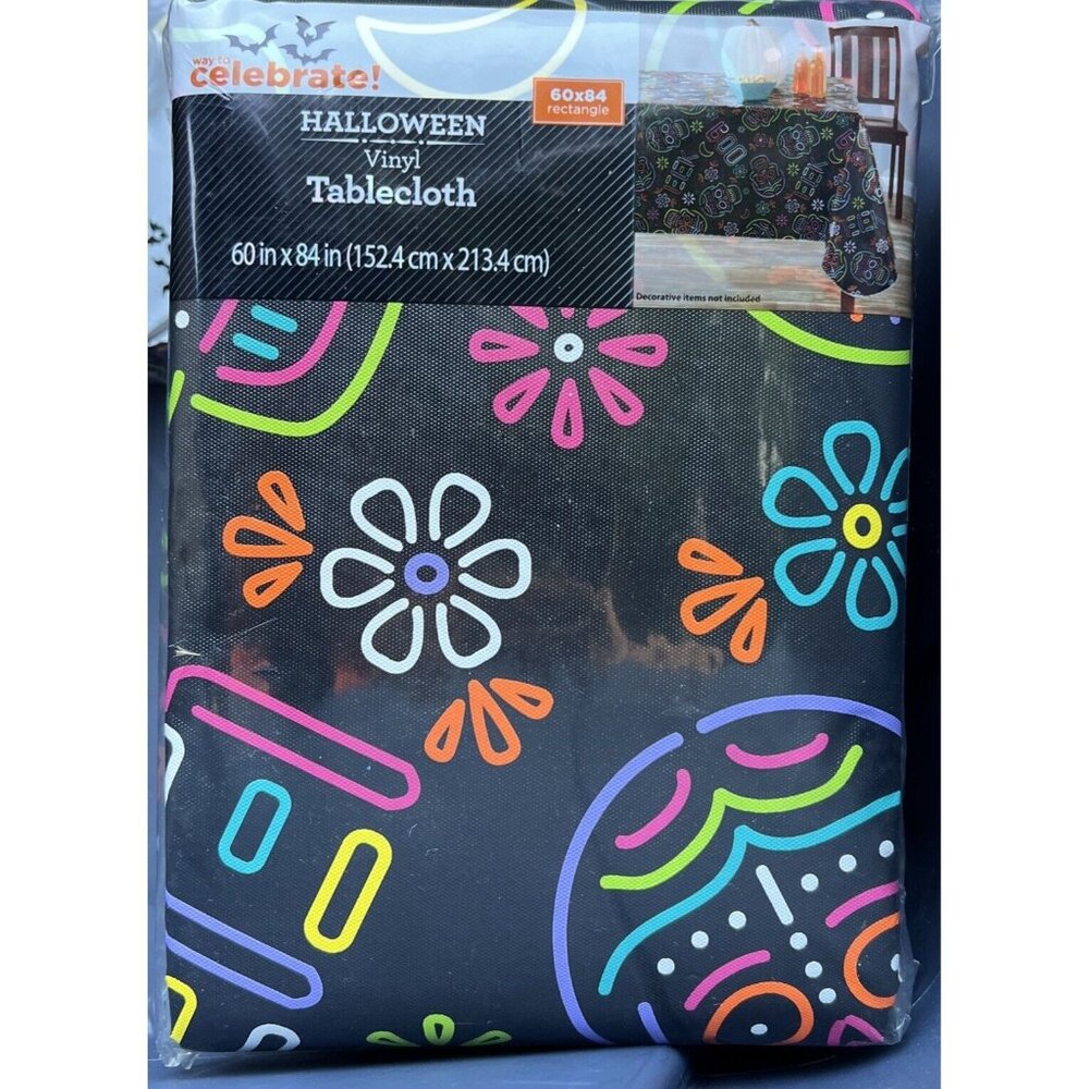 New Halloween PEVA 60" x 84" Sugar Skull Tablecloth Vinyl Day Of The Dead HP